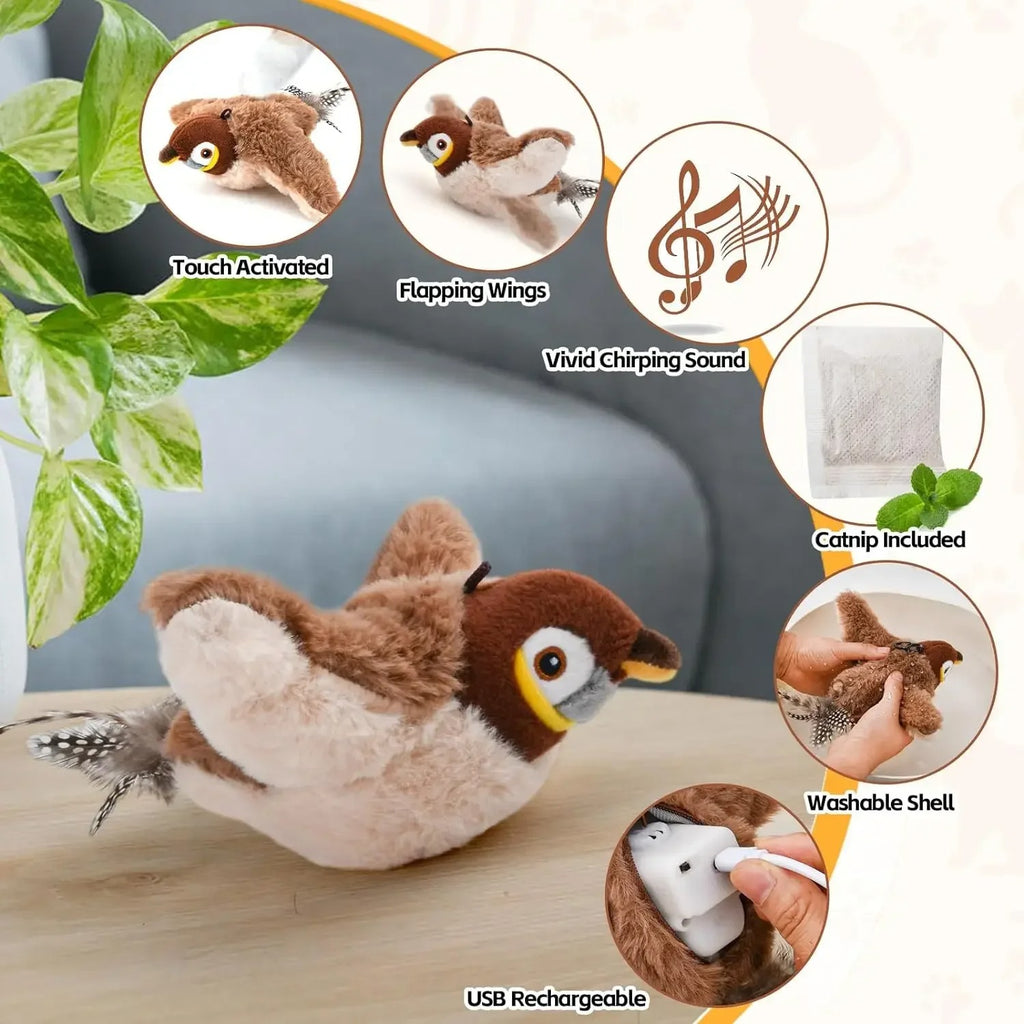 Interactive Catnip Toy with Bird Sounds